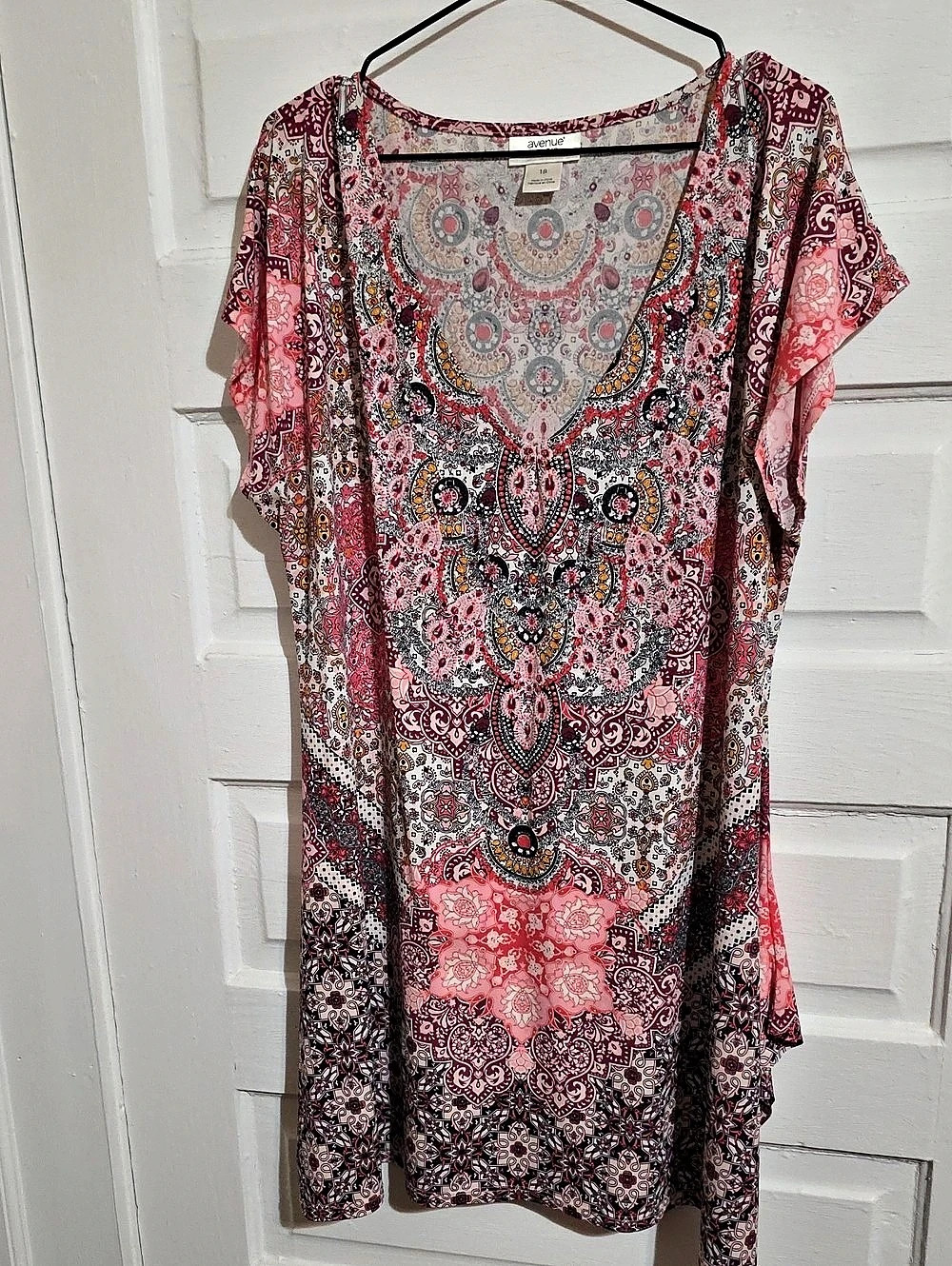Avenue Studio Paisley Blouse in Pink & Gray Size 18